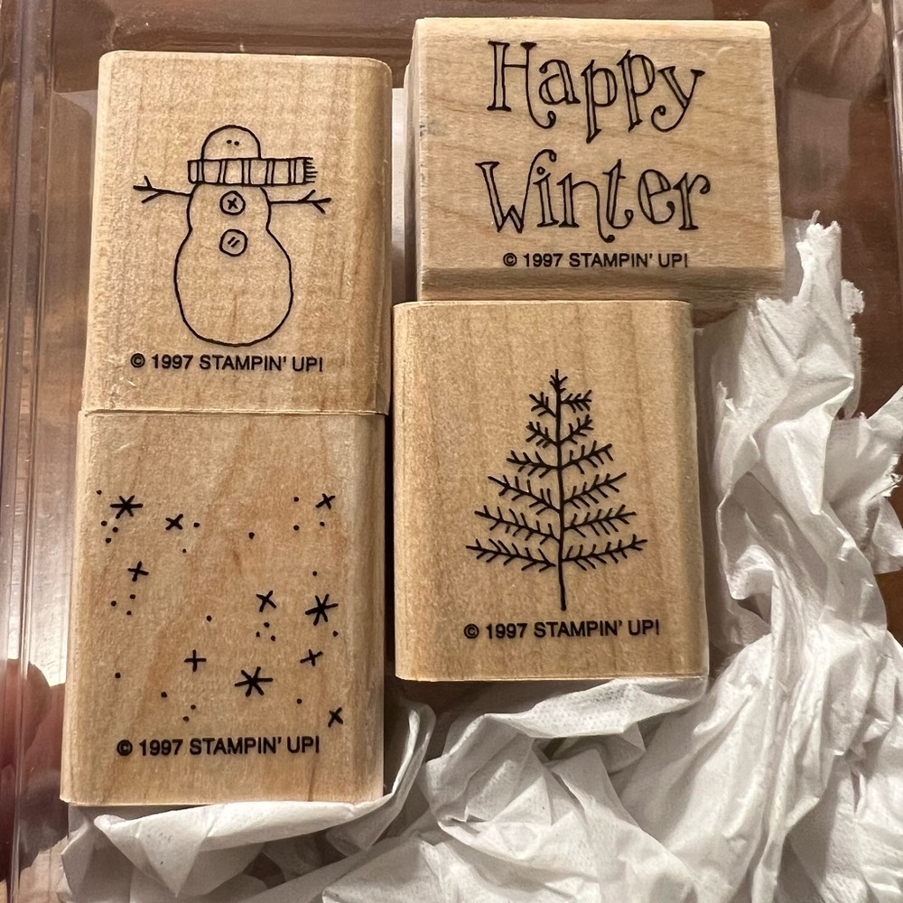 Stampin Up! Happy Winter set of 4 Wooden Stamp Set
